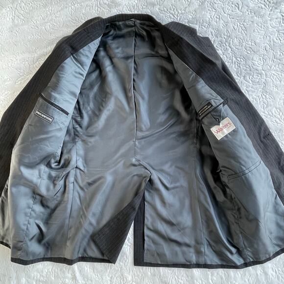 🔥VTG Jones New York PinstripedWool Mens 2 Pc Suit Blazer R43 Pants 37 Preppy - Picture 8 of 15